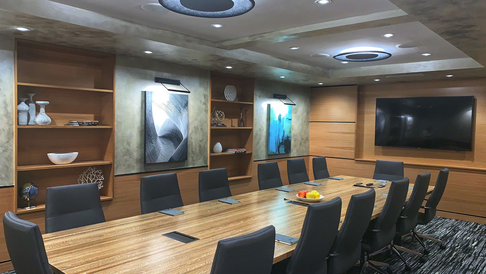 Ark Boardroom set up with conference style seating
