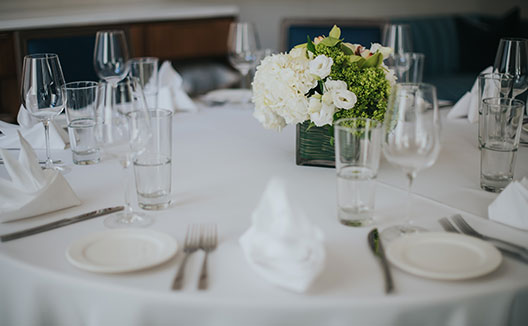 Close-up on wedding reception table